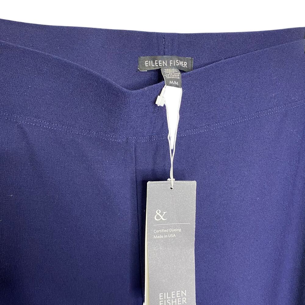 Eileen Fisher Womens Indigo Blue Stretch Crepe Wide Leg Crop Pants M NEW - Picture 3 of 3